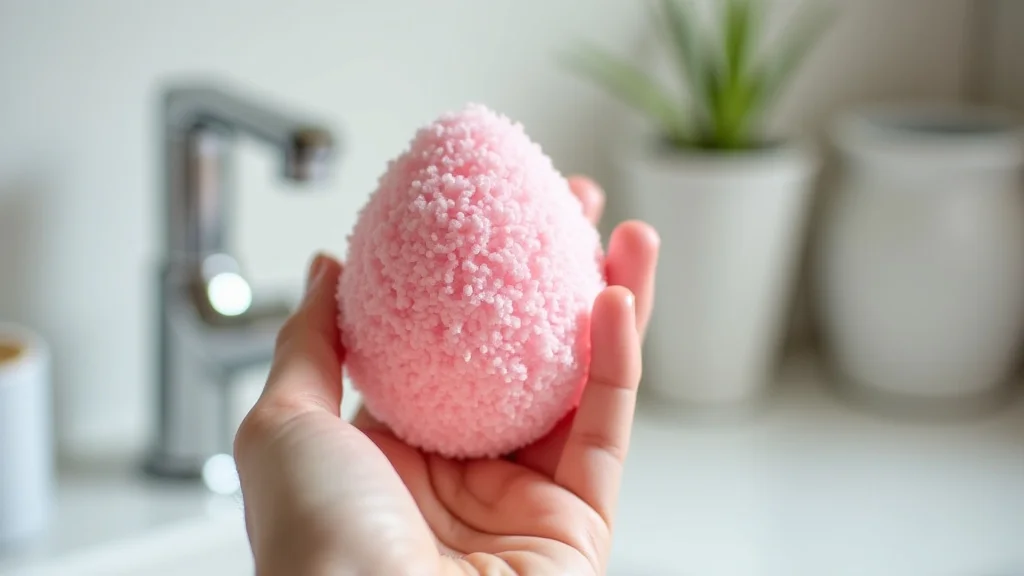 The image shows a close-up of a handheld facial cleansing device used for skin exfoliation.