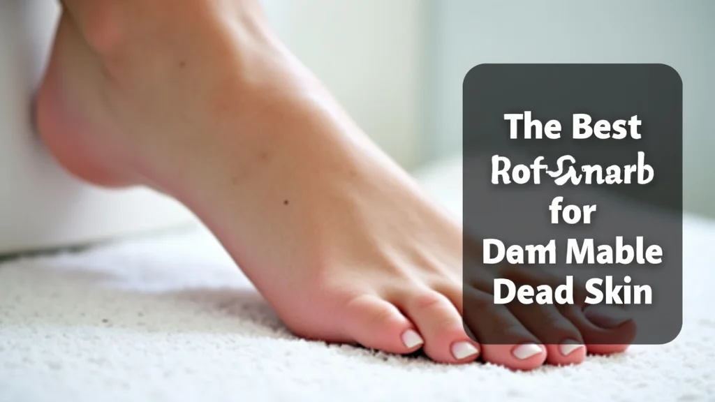 The image shows a close-up of a person's foot using a foot scrubber for dead skin removal.